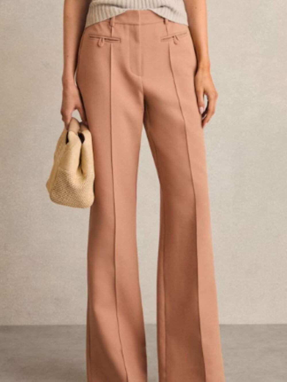 NWT Reiss Abbey Flare Trouser in Tan - Size 10R US/14R UK